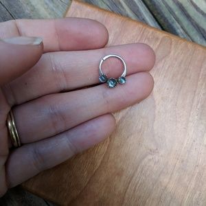 Handmade sterling silver labradorite septum ring